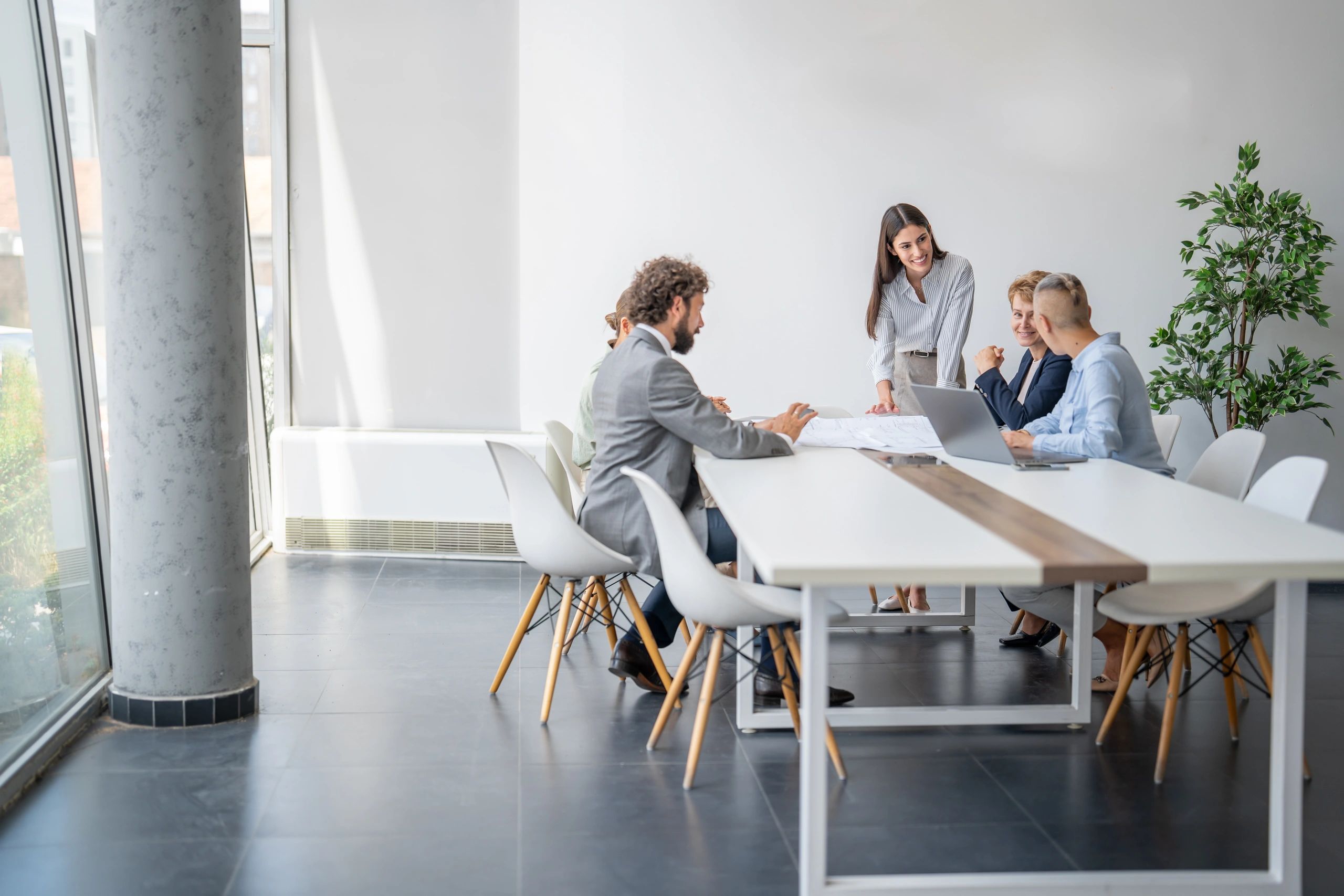 Professional team meeting in a modern office