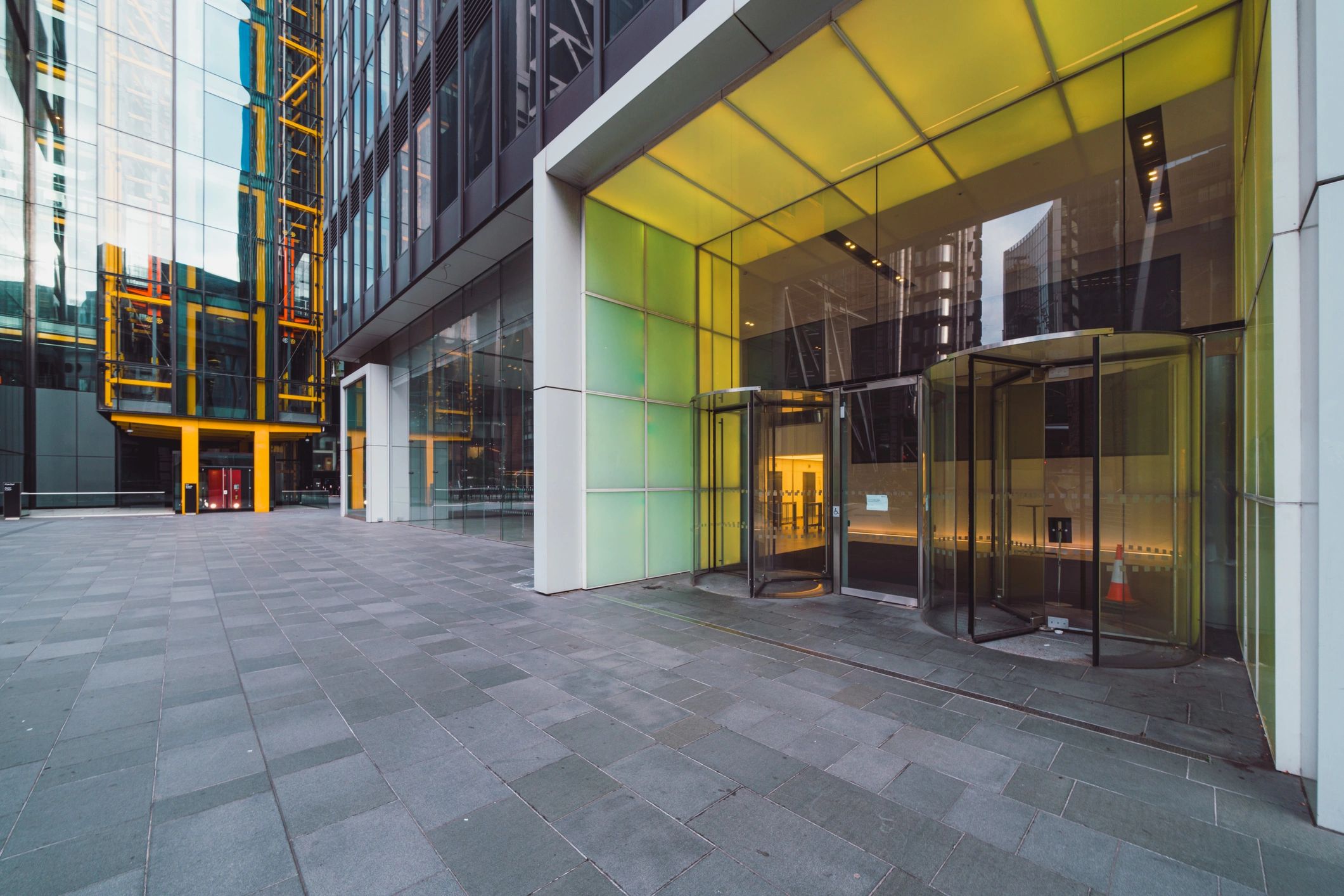 Modern commercial building entrance representing HVAC engineering projects